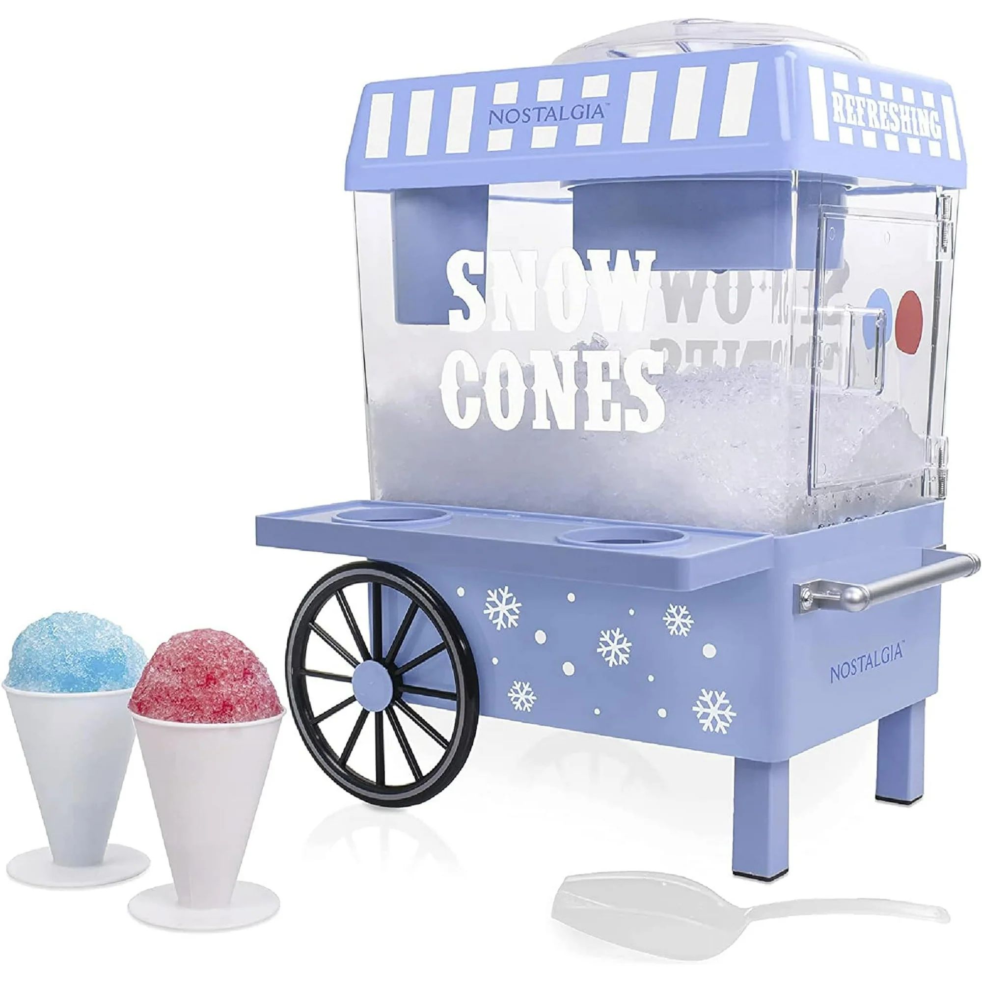 Nostalgia Snow Cone Maker Tabletop Shaved Ice Machine with 2 Reusable Cones & Ice Scoop, Blue | Walmart (US)