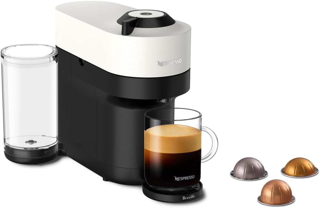 Nespresso Vertuo Pop+ Coffee & Espresso Maker by Breville, Coconut White | Coconut white coffee machine with compact design, 25 fl. oz. side tank, 30 second heat-up and one touch brewing. | Amazon (US)