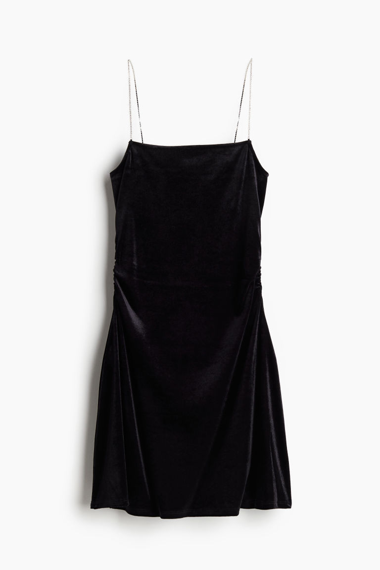 H & M - Gathered Slip Dress - Black | H&M (US + CA)