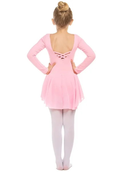 Arshiner Girls Ballet Dance Dress Long Sleeve Criss Cross Back Skirted Leotard Dancewear Pink for... | Walmart (US)
