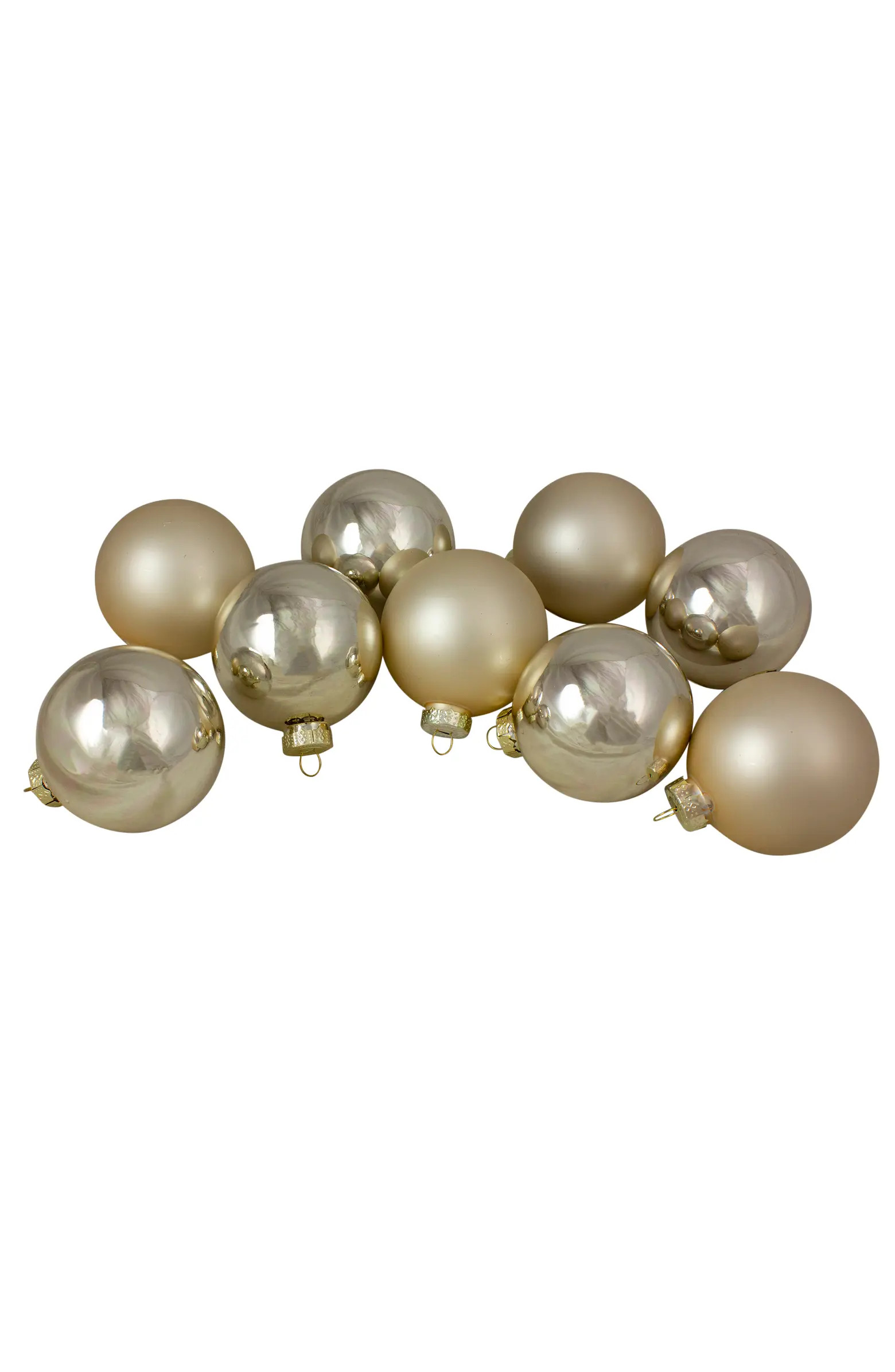 2-Finish Glass Ball Christmas Ornaments - 2.5" (60mm) - Gold - 9ct | Nordstrom