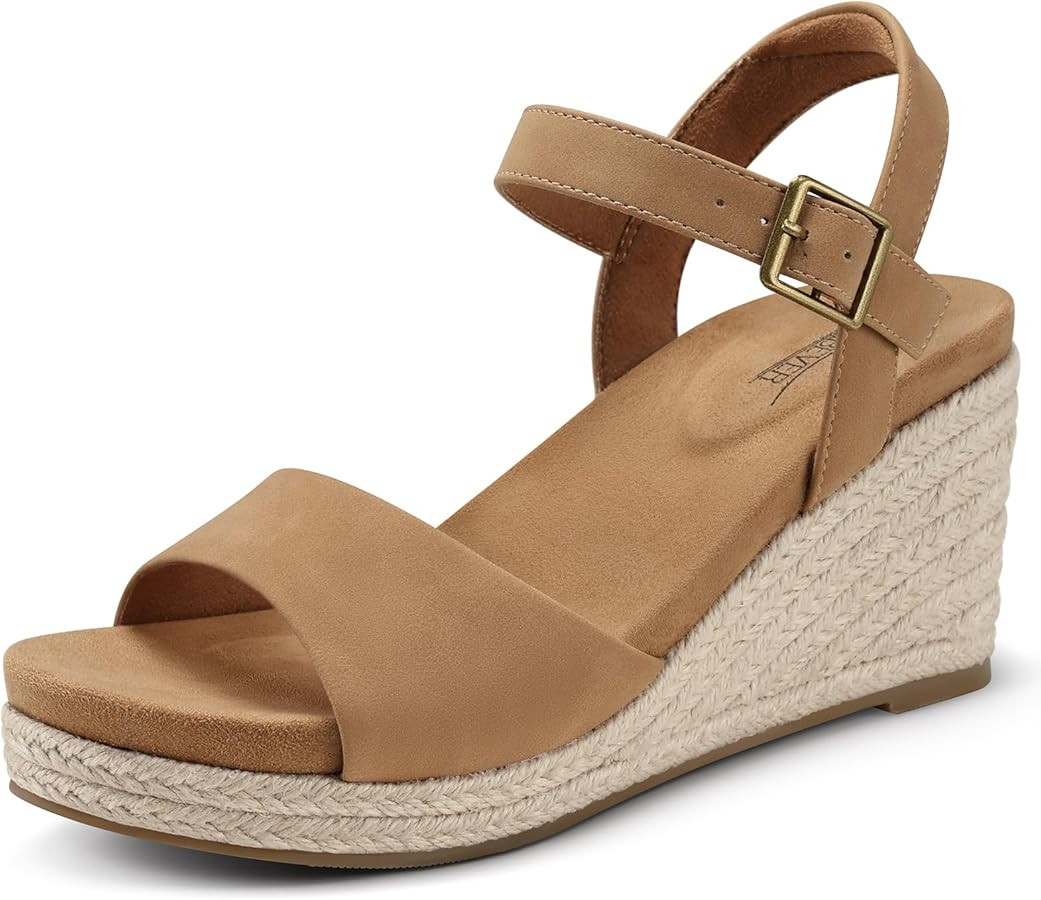 SHIBEVER Women's Wedge Sandals Comfortable Dressy Arch Support Platform | Amazon (US)