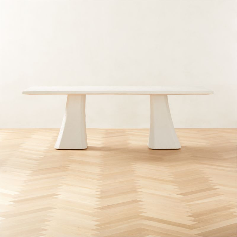 Via Rectangular White Plaster Dining Table + Reviews | CB2 | CB2