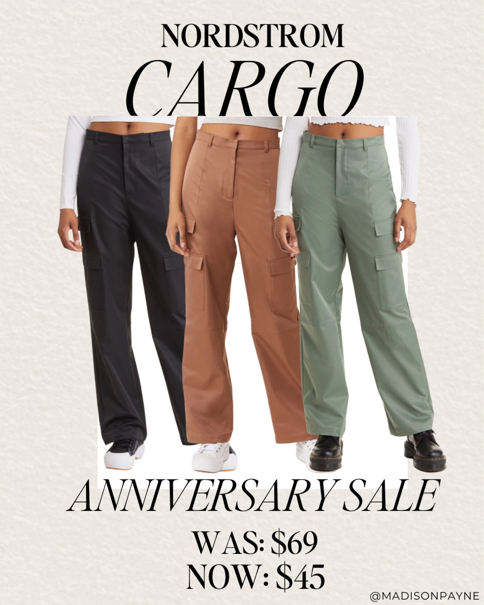 These cargo style trousers are $45 in the Nordstrom Anniversary Sale 🤩 They come in sage green, brown, and black! Madison has them in a size small, fit tts. 
NSale is open today for cardholders & open access starts on the 17th! 
More sale finds are linked below 💕

Nordstrom Anniversary Sale, NSale, Cargo Pants, Under $50, Madison Payne

#LTKxNSale #LTKSeasonal #LTKsalealert