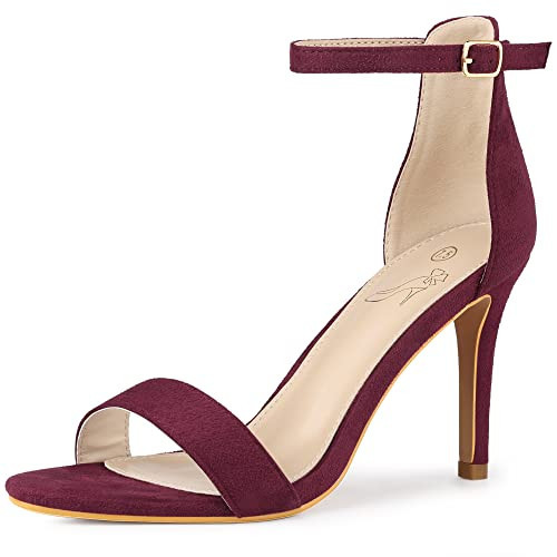 Perphy Ankle Straps Open Toe Stiletto Burgundy High Heels Sandals for Women 8.5 M US | Amazon (US)