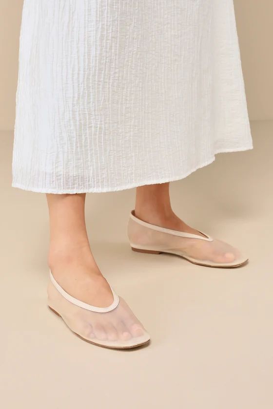 Aldan Beige Sheer Mesh Ballet Flats | Lulus