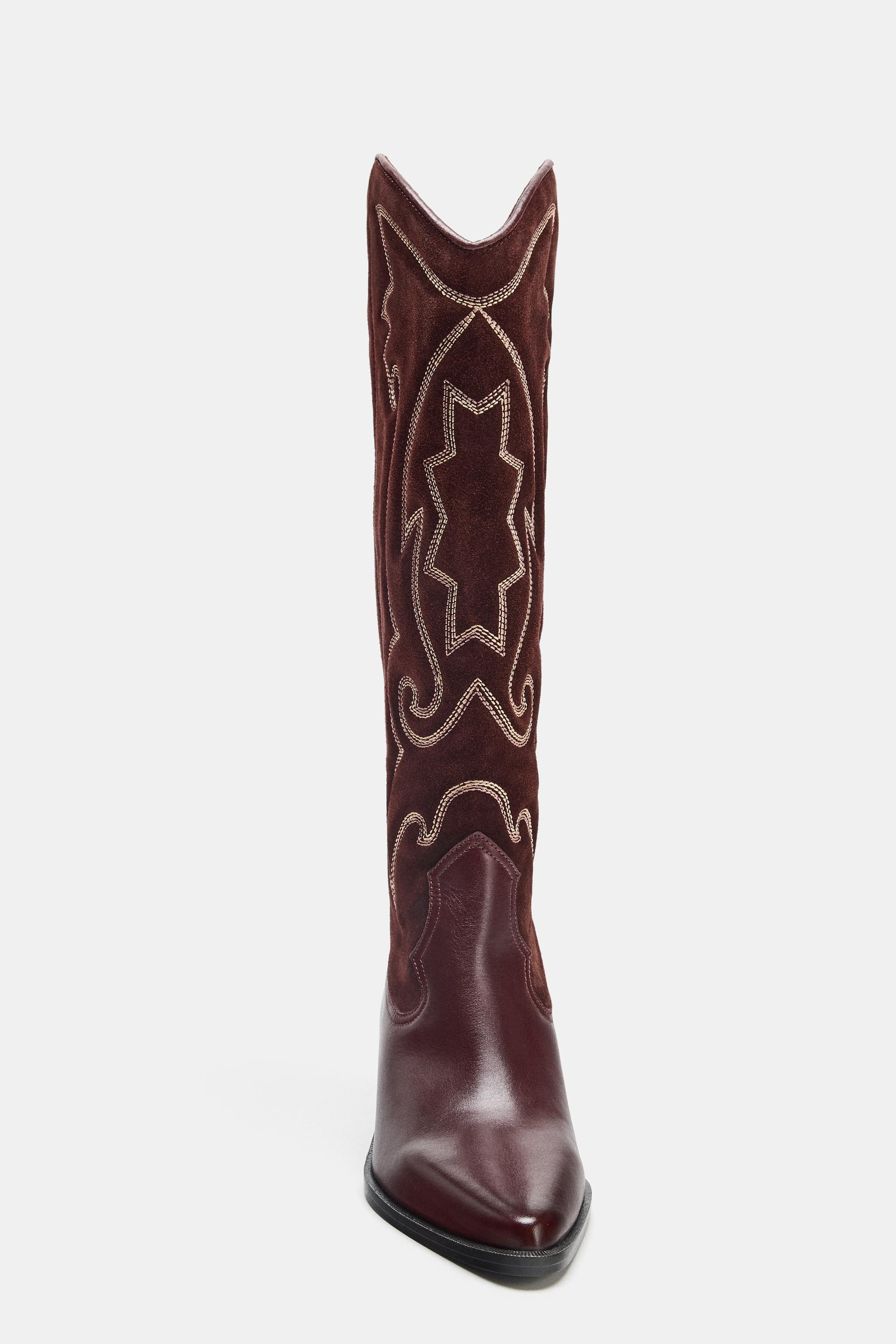 EMBROIDERED LEATHER COWBOY BOOTS | Zara US