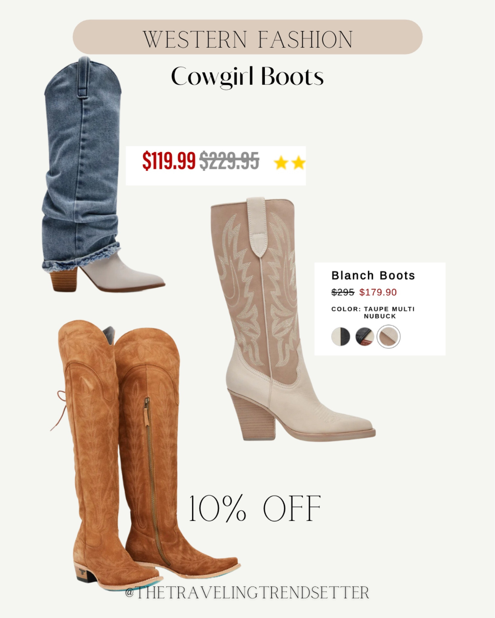 Cowgirl boots on sale 

#LTKsalealert #LTKstyletip #LTKfindsunder100