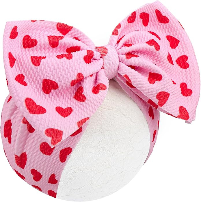 YanJie 7'' Valentines Hair Bow for Baby Girls Heart Headbands Valentine Hair Accessories for Infa... | Amazon (US)