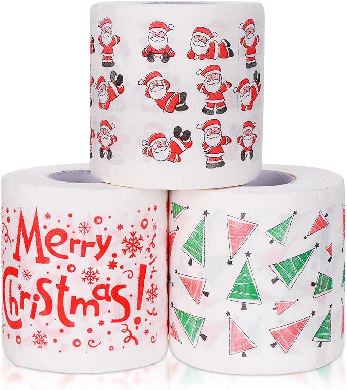 3 Rolls of Merry Christmas Santa Claus Toilet Paper Tissue Napkin Prank Fun Birthday Party Novelt... | Amazon (US)