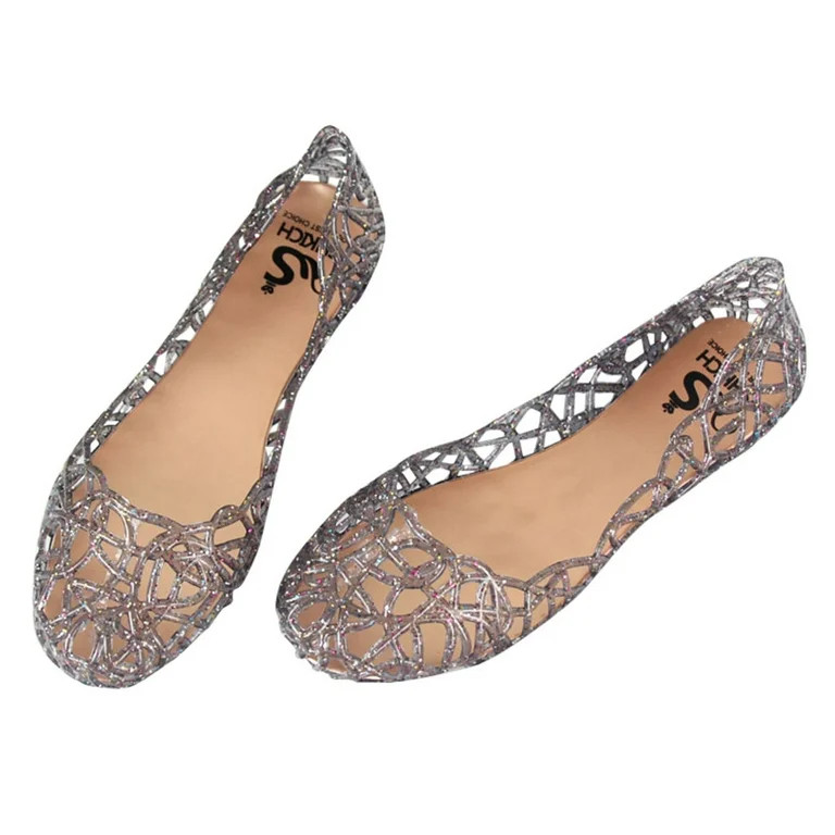 Mchoice Women's Jelly Ballet Flat Shoes Summer Beach Women's Slip On Jelly Sandals Hollow Out Cas... | Walmart (US)