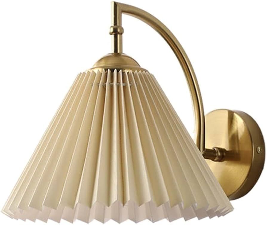 Retro Fabric Pleated Wall Light, American Style Wrought Iron LED Wall Lamp, Modern Simple Decorat... | Amazon (US)