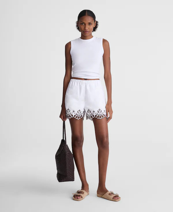 Embroidered Pull-On Shorts in Poplin | Madewell