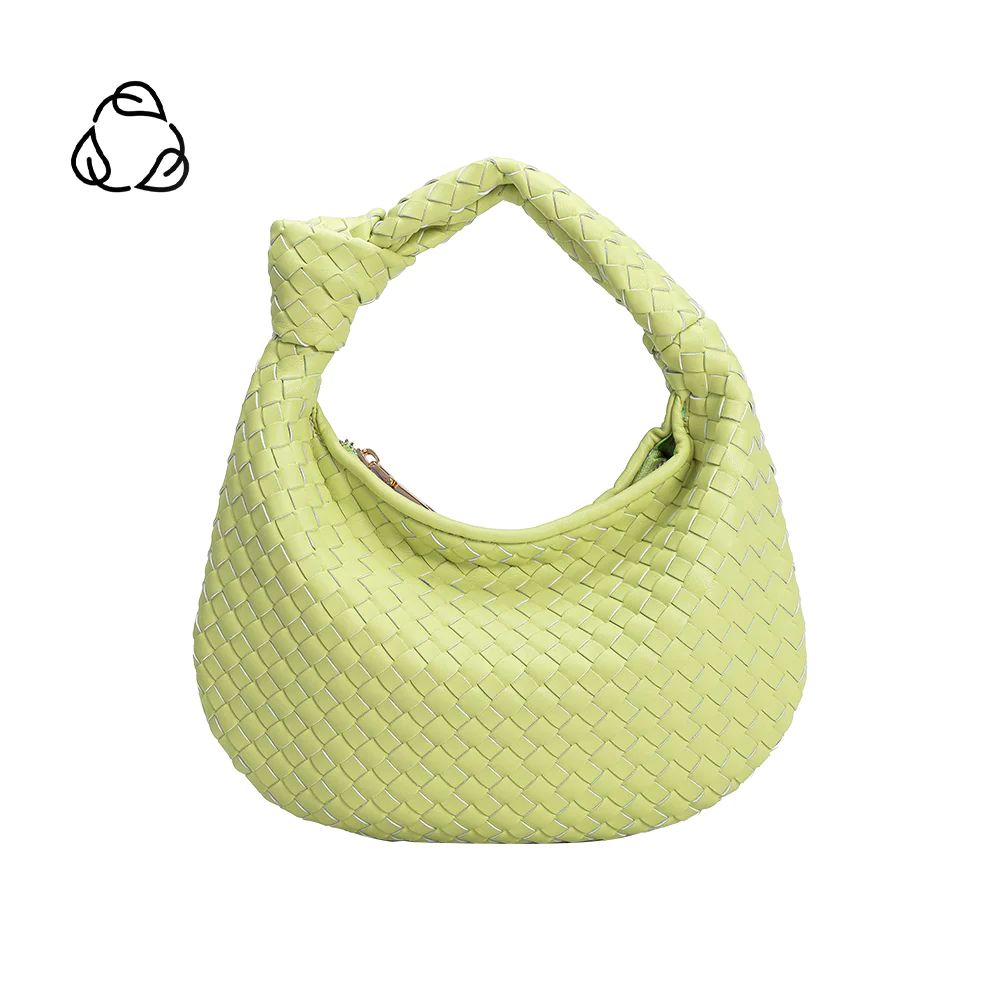 Pistachio Drew Small Recycled Vegan Leather Woven Hobo Bag | Melie Bianco | Melie Bianco