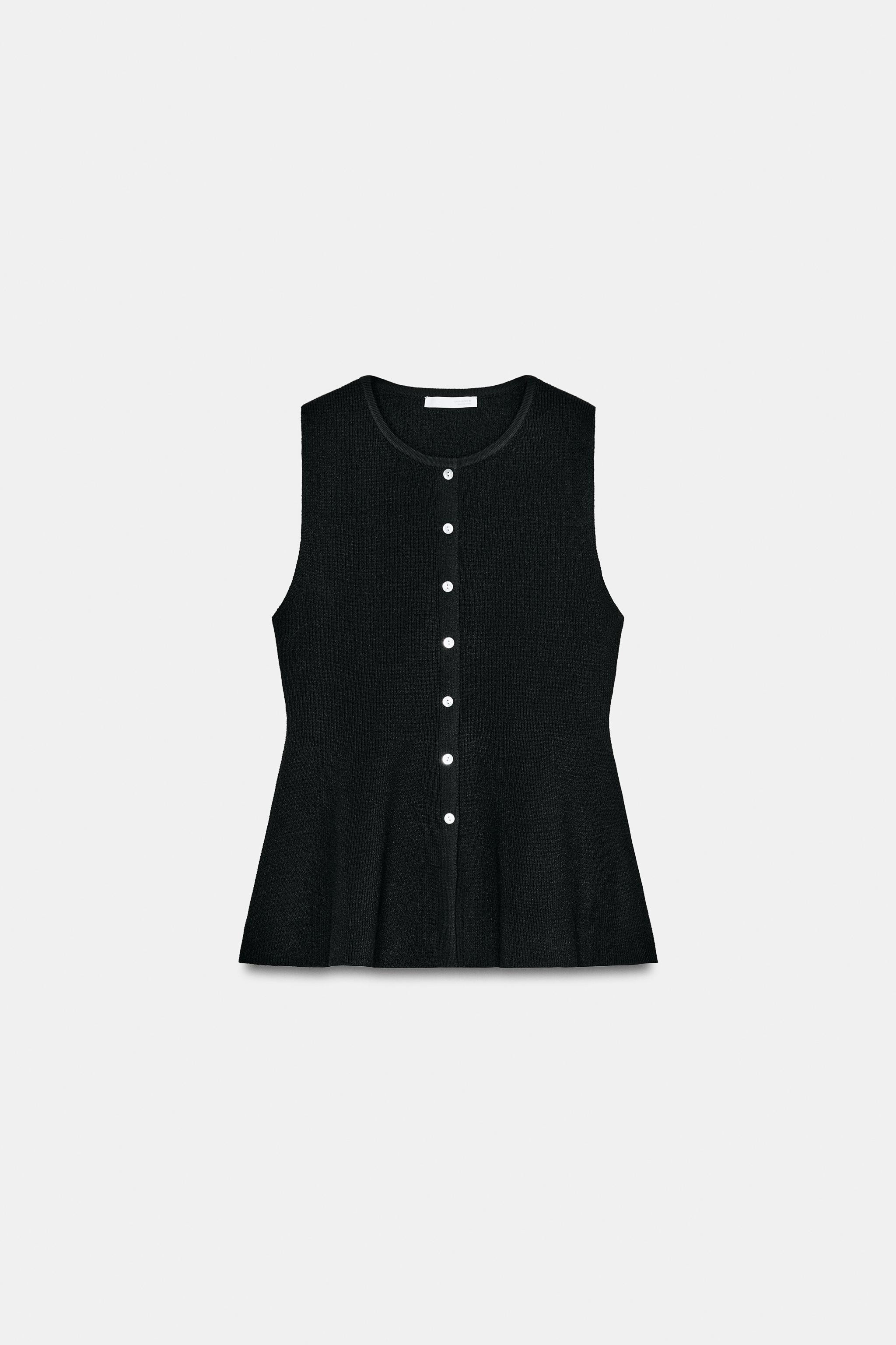 RIB PEPLUM BUTTON TOP | Zara US
