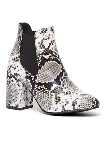 snake-print faux-leather bootie | New York & Company