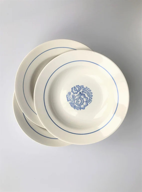 Soviet plate - large antique plate - Soviet ceramic dishes - plates with blue flowers | Etsy (US)