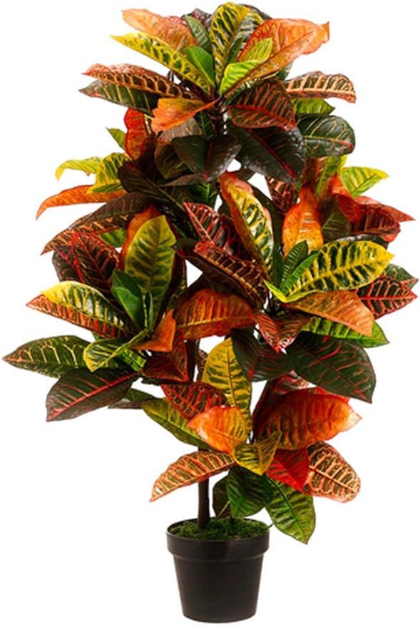 One 3 Foot Indoor Outdoor Artificial Croton Palm Tree Bush UV Rated Potted Plant | Amazon (US)