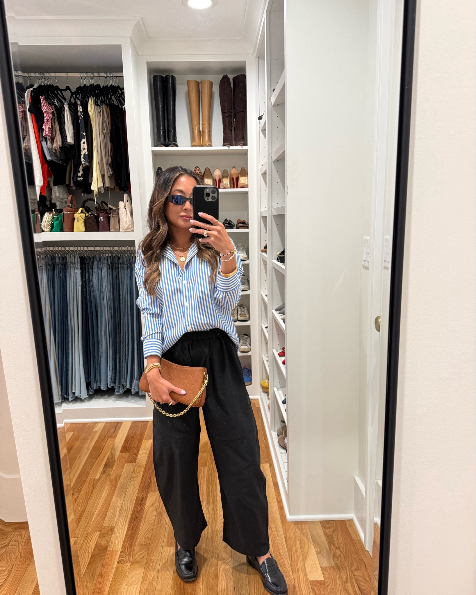 Love taking something structured like this and mixing it with something like casual track pants, easy and cool vibes! 
Shirt: 0
Pants: XS short 
Loafers: 5
Coat: XXS

#LTKOver40 #LTKootd #LTKPetite