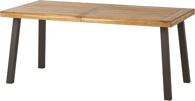 Christopher Knight Home Della Acacia Wood Dining Table, Natural Stained with Rustic Metal, 32.25 ... | Amazon (US)
