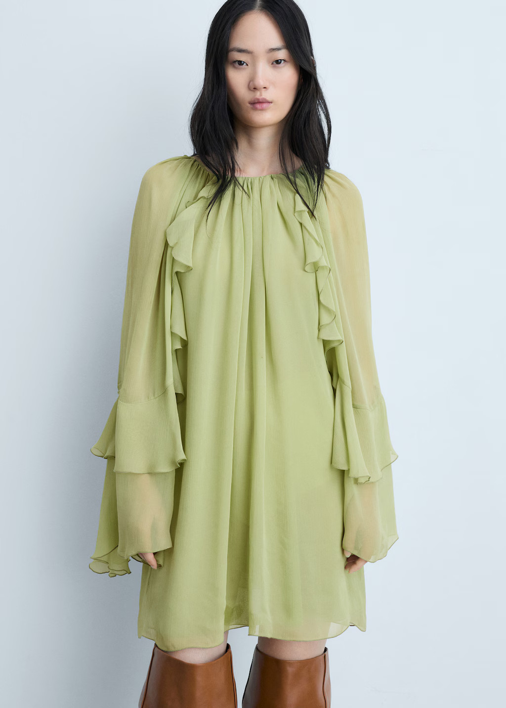 Ruffled chiffon dress | MANGO (US)
