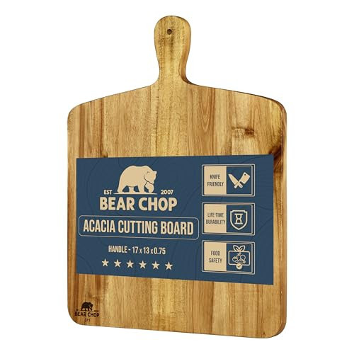 Bearchop Acacia Wood Cutting Boards with Handle,[17" x 13" x 0.75"] Large Wooden Charcuterie Board with for Serving Food, Decorative Wooden Serving Board for kitchen, Cheese Board for Display | Amazon (US)