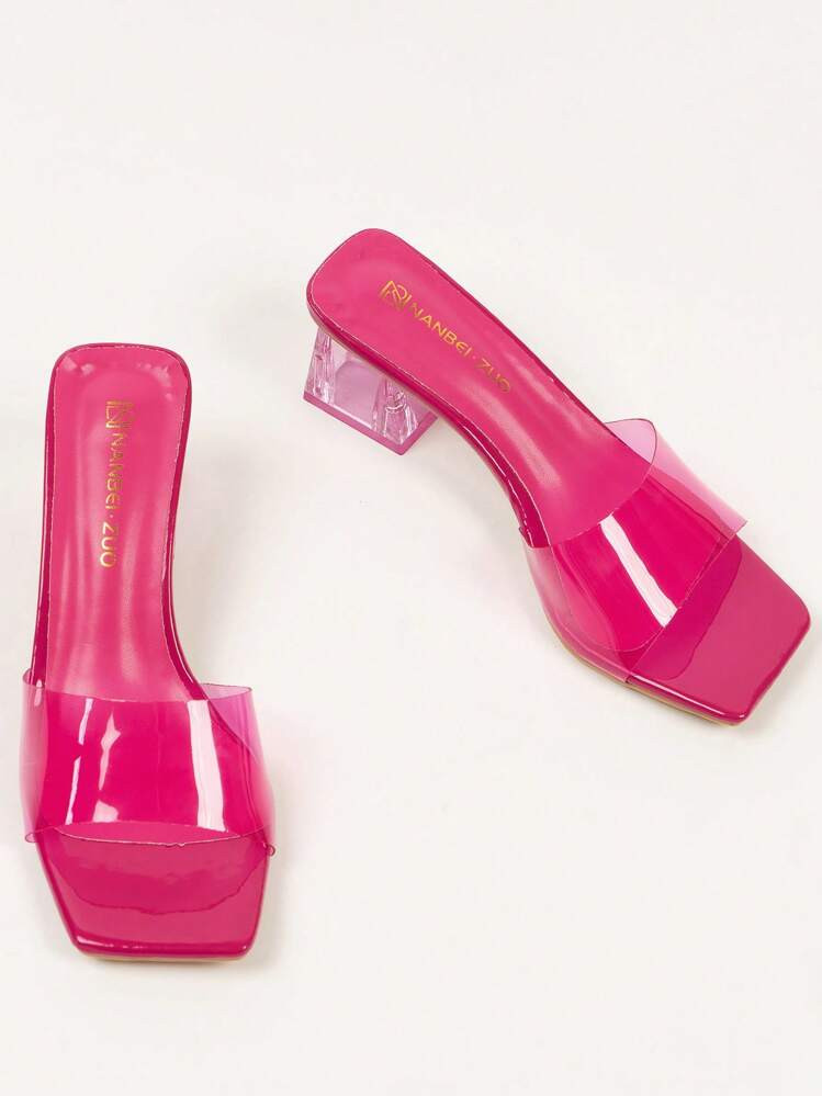 Women Pink Asymmetrical Heel High Heel Sandals For Wedding/Party, Glass Heel,Apricot Toe,Cutout Style, 2024 New Spring/Summer Collection,French Stylish Platform High Heel Sandals For Music Festival, Elegant And Lady High Heel Sandals On Special Offer | SHEIN