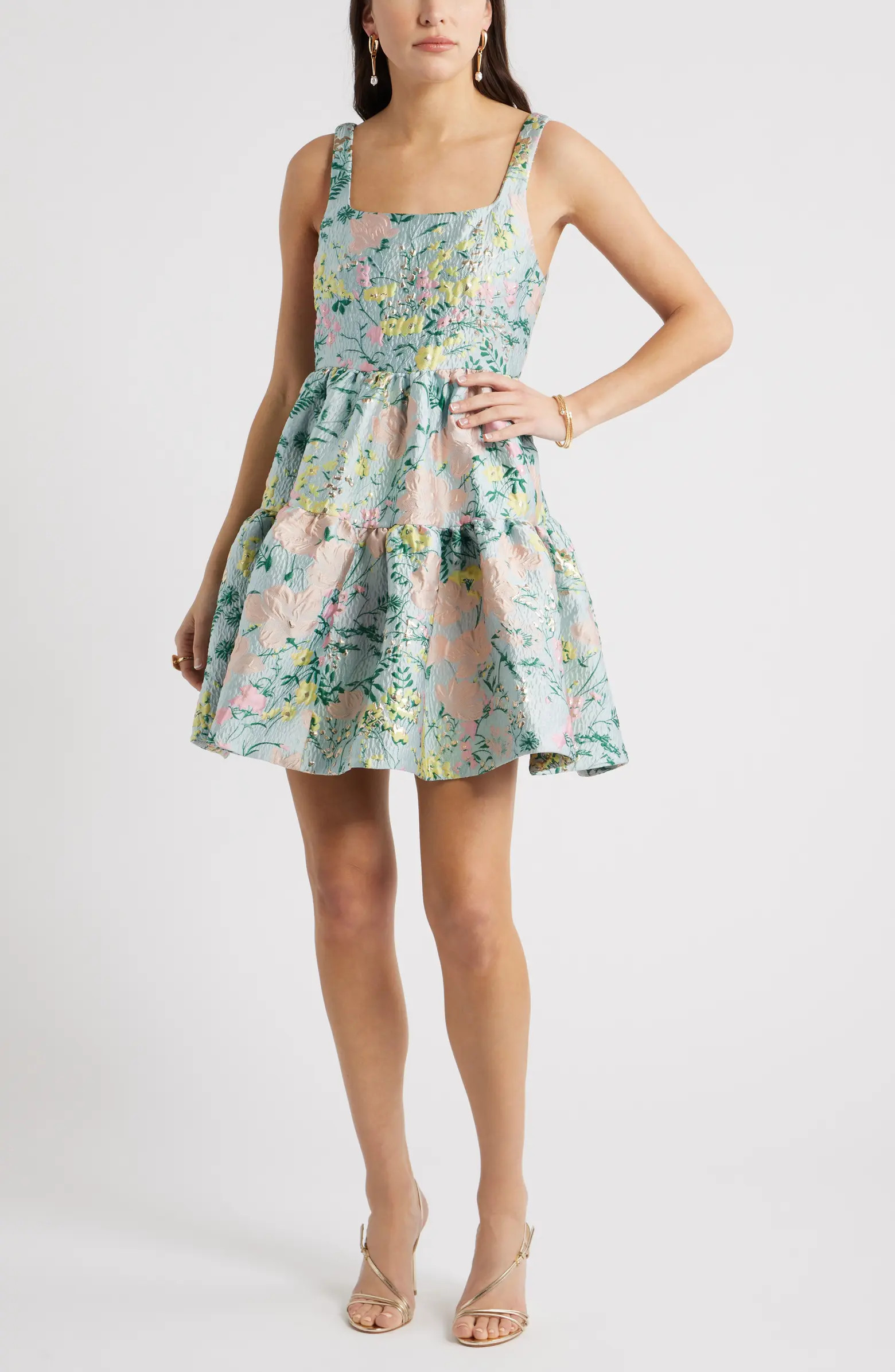 Floral Garden Brocade Cocktail Minidress | Nordstrom