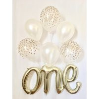 One Script Balloon~One Balloon~Pearl White & Gold First Birthday Balloon Prop~First Party~First Deco | Etsy (US)