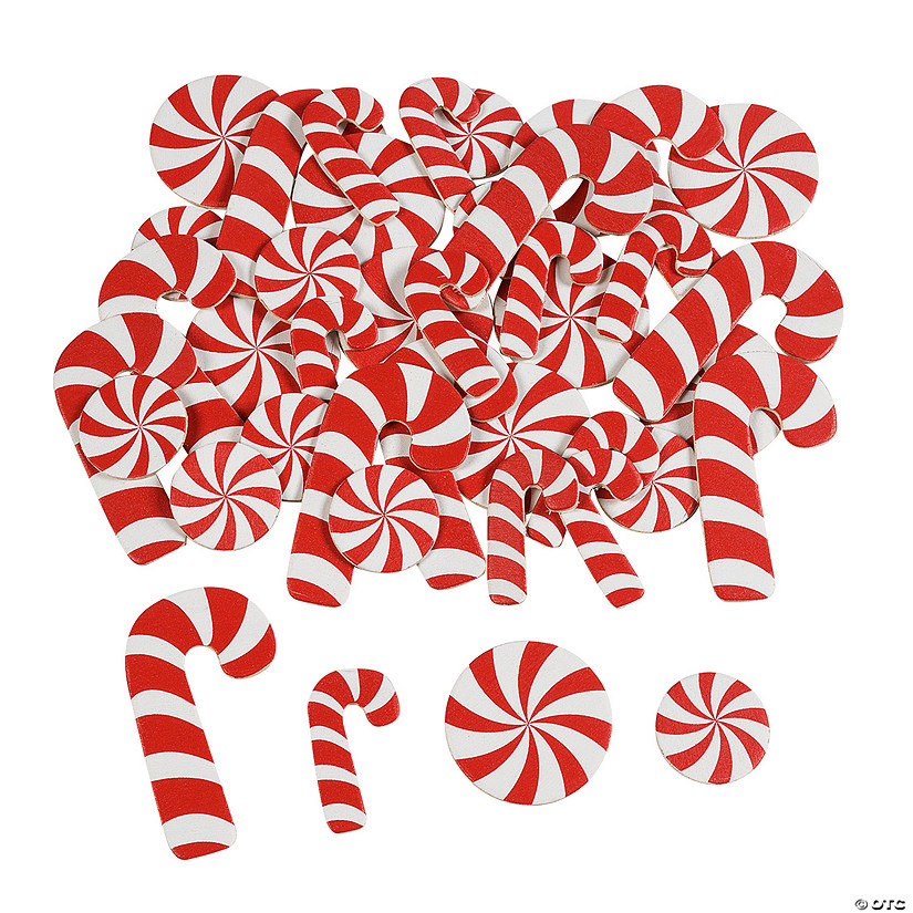 3/4" – 1 1/2" Bulk 100 Pc. Wood Red & White Peppermint & Candy Cane Shapes | Oriental Trading Company