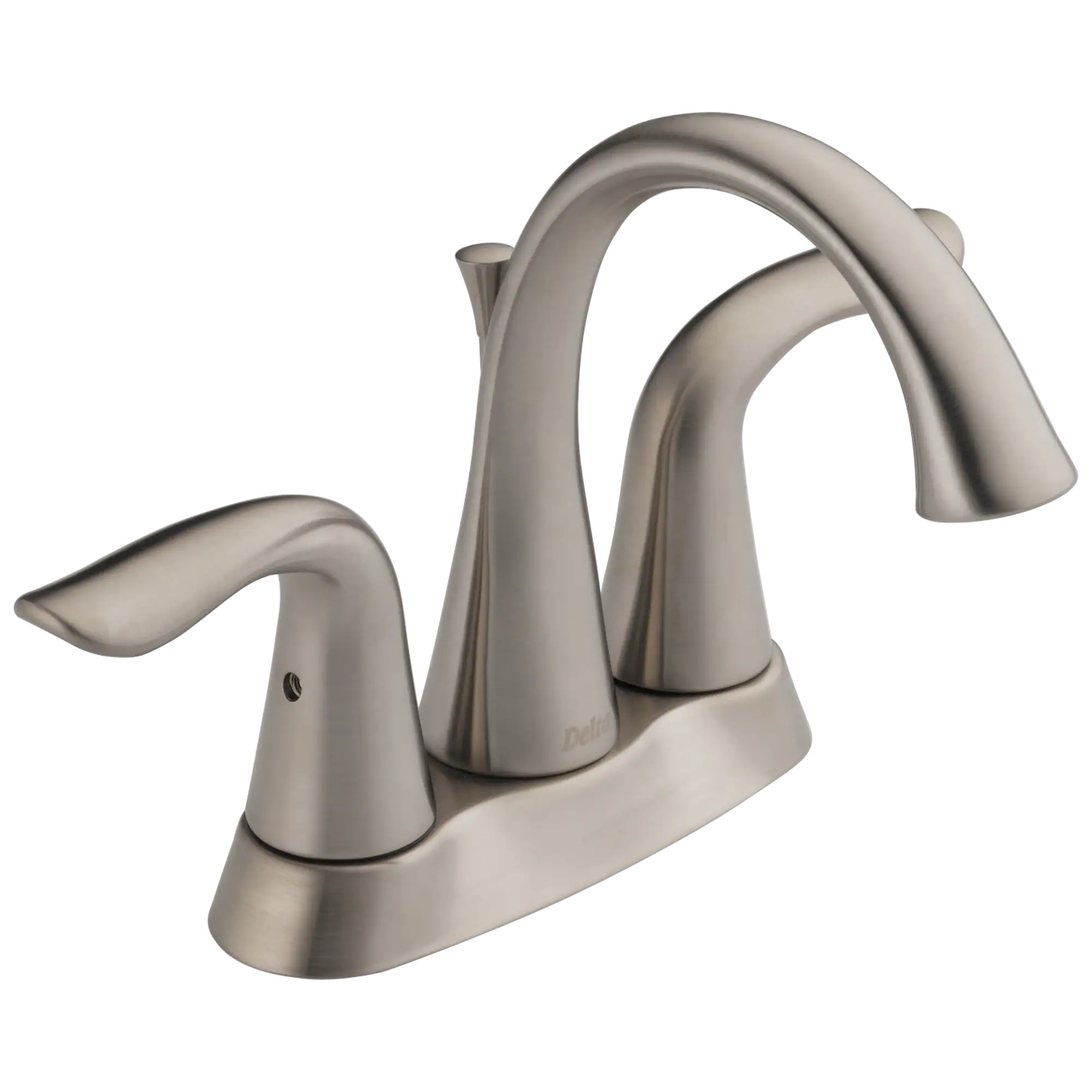 Delta Lahara Stainless 4-in centerset 2-handle WaterSense Mid-arc Residential Handle Bathroom Sink Faucet with Drain one_size | 2538-SSMPU-DST | Lowe's