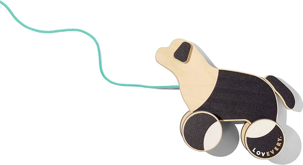 LOVEVERY |The Pull Pup | Wooden Push Pull Toy, Black/White/Natural Wood, Sustainable Toy for Todd... | Amazon (US)
