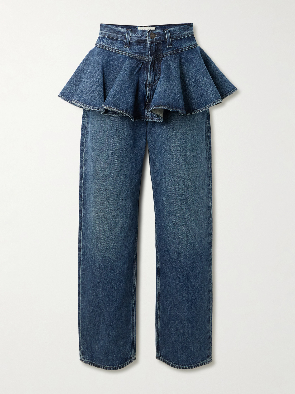 AGOLDE - Peplum High-rise Barrel-leg Jeans - Dark denim | NET-A-PORTER (UK & EU)