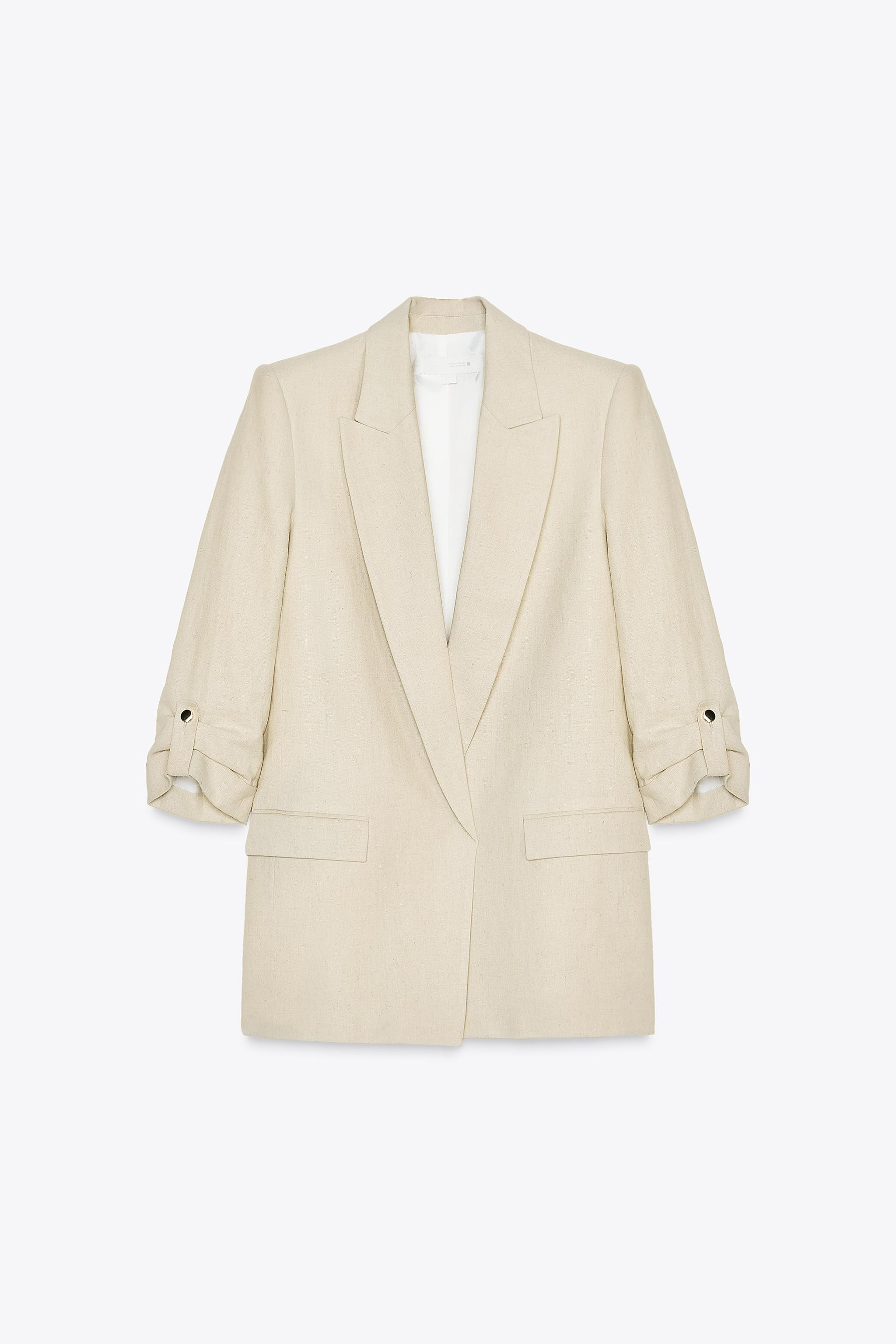ROLL-UP SLEEVE LINEN BLEND BLAZER | Zara US