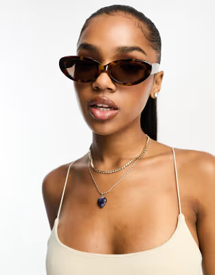 ASOS DESIGN oval sunglasses in tort | ASOS (Global)