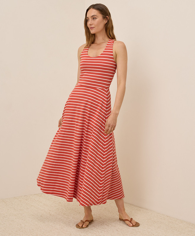 Women’s Clearance Fit & Flare Open Back Maxi Dress made with Organic Cotton | Pact | Pact Apparel