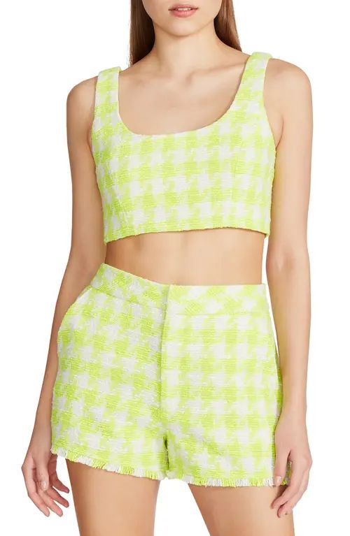 Steve Madden Layla Houndstooth Tweed Crop Top in Fresh Lime at Nordstrom, Size Medium | Nordstrom