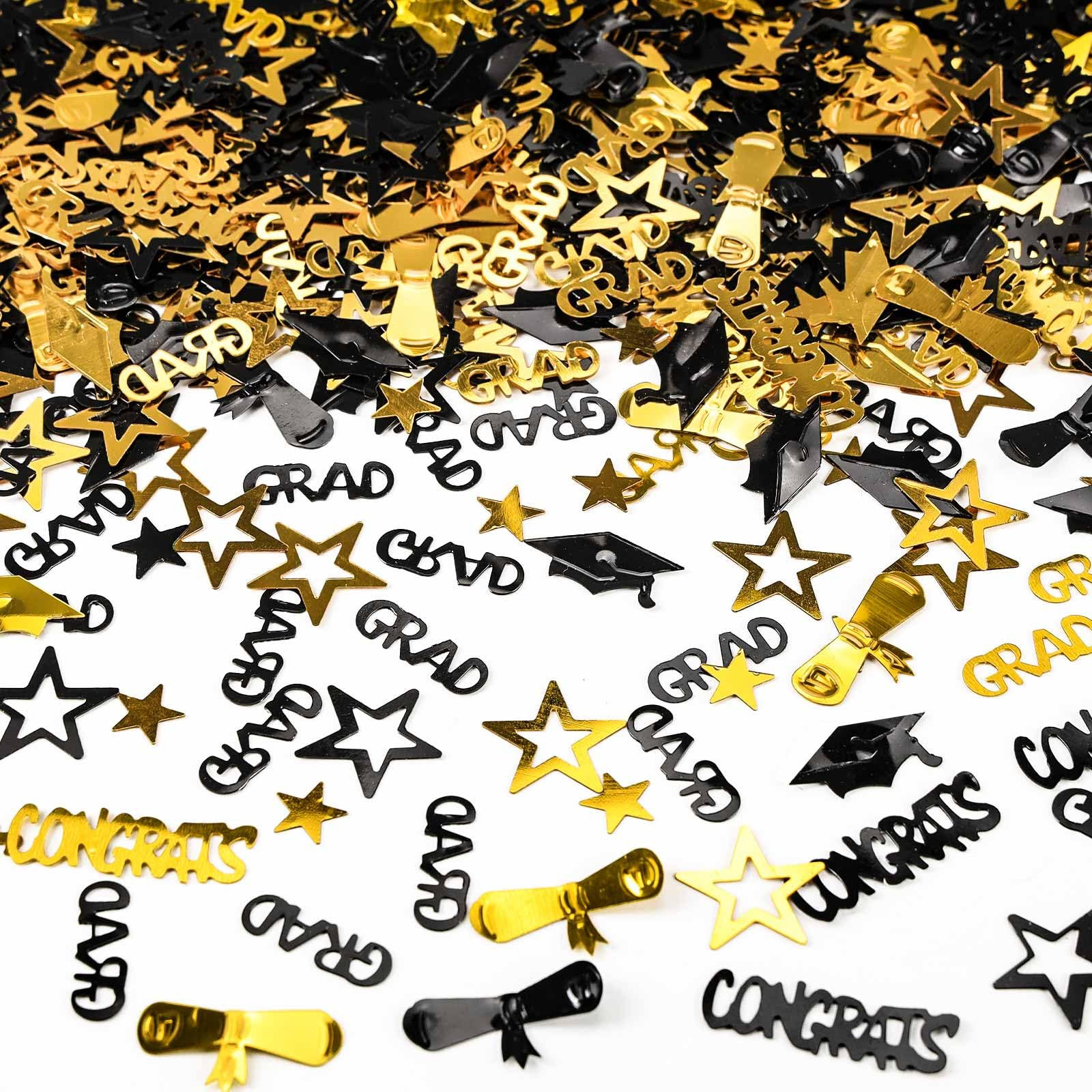 Gold and Black Graduation Confetti 2025, 1000 Pcs Grad Confetti Class of 2025 Party Table Centerp... | Amazon (US)