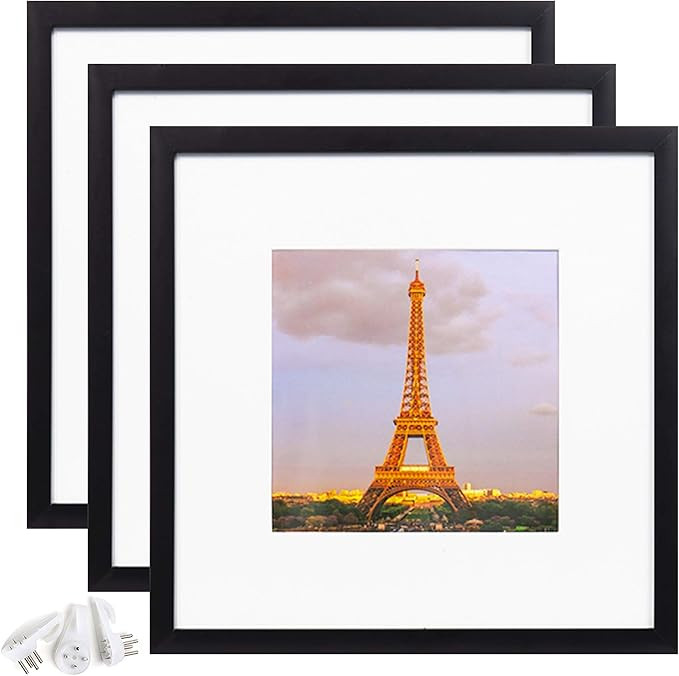 upsimples 8x8 Picture Frame Set of 3,Display Pictures 5x5 with Mat or 8x8 Without Mat,Multi Photo... | Amazon (US)