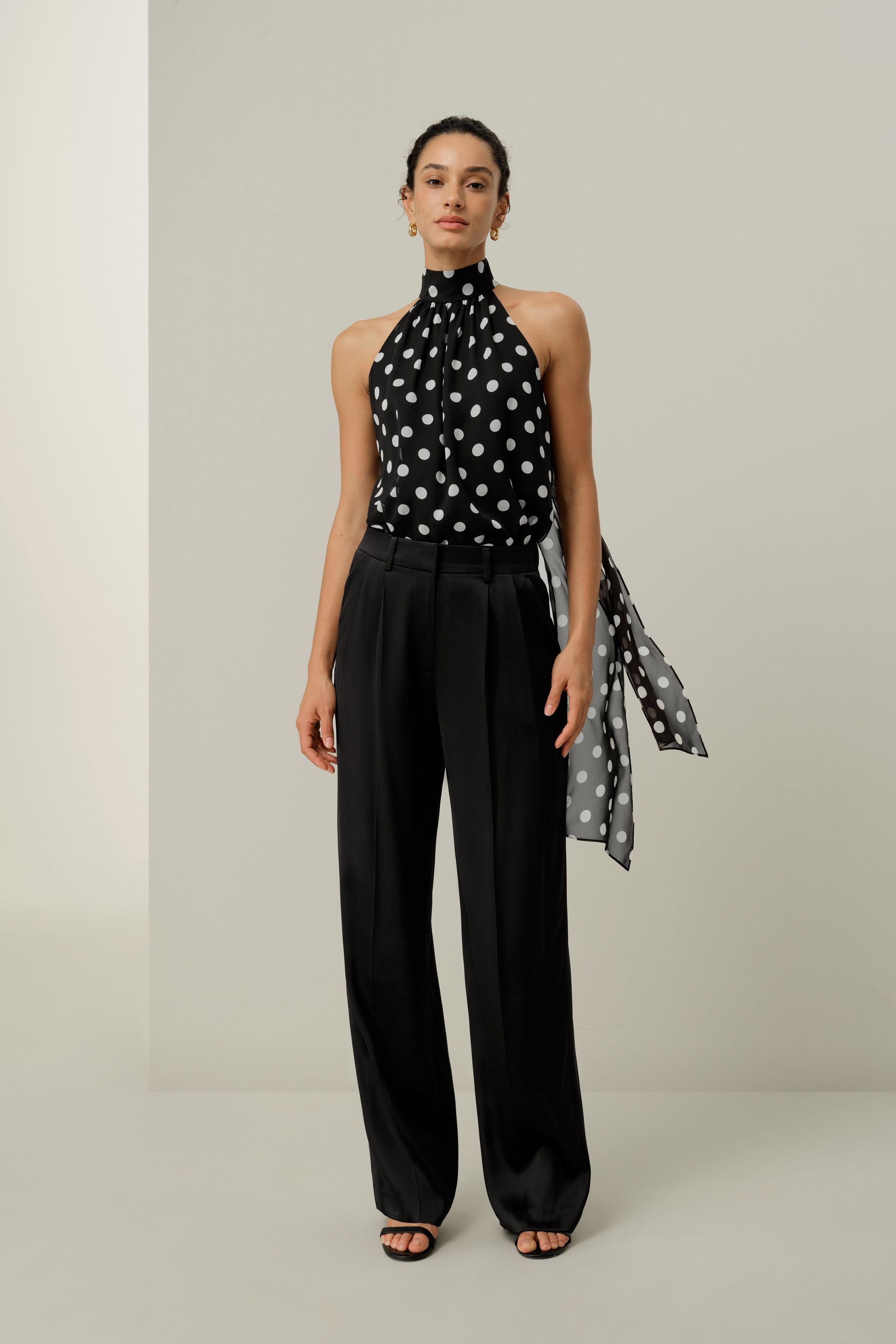 Double-Faced Charmeuse Straight-Leg Trousers | LILYSILK