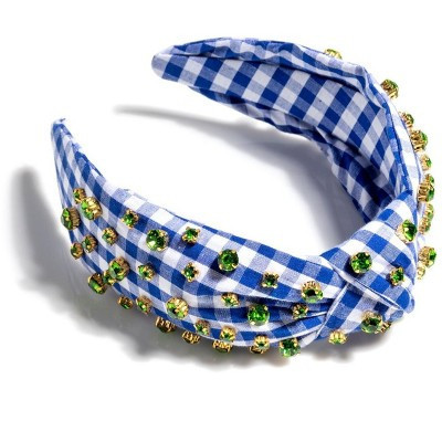 Shiraleah Embellished Gingham Knotted Headband, Navy | Target