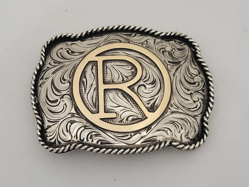 Trophy Western Belt Buckle - Custom Made - German silver - Hand Engraved - Customize yours today! | Etsy (US)