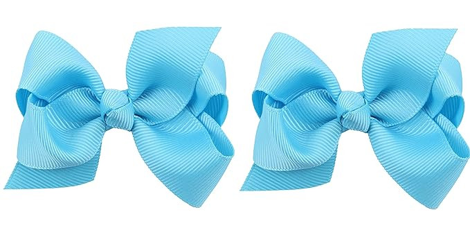 3 Inch Baby Girl Hair Bows Boutique Hair Clip Teens Toddlers Hairpin Headwear - Set of 2 (Sky Blu... | Amazon (US)
