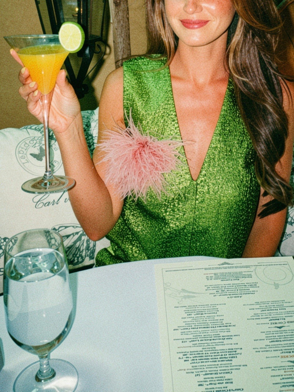 Cheers to spring 🍸 | spring outfit | shift dress | feathers | date night | GNO | wedding guest dress | metallic | green | heels | weekend | party | ootd | vacation | event

#LTKMothersDay #LTKWedding #LTKSeasonal
