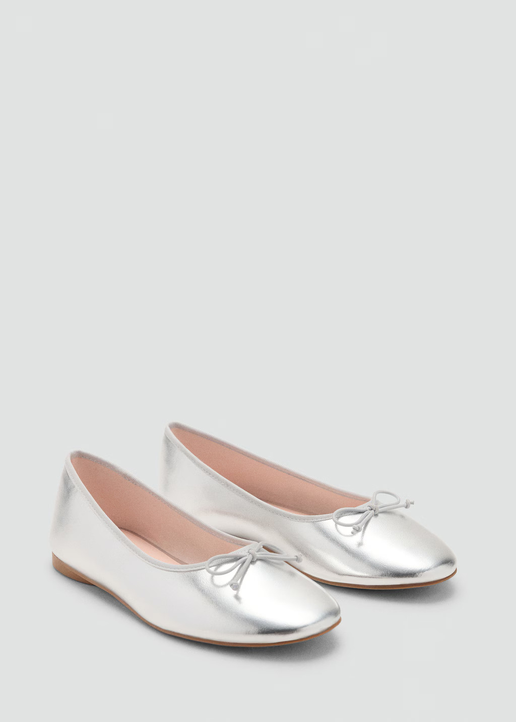 Metallic ballet flats with bow - Kids | MANGO USA | Mango (US/MX/AU)
