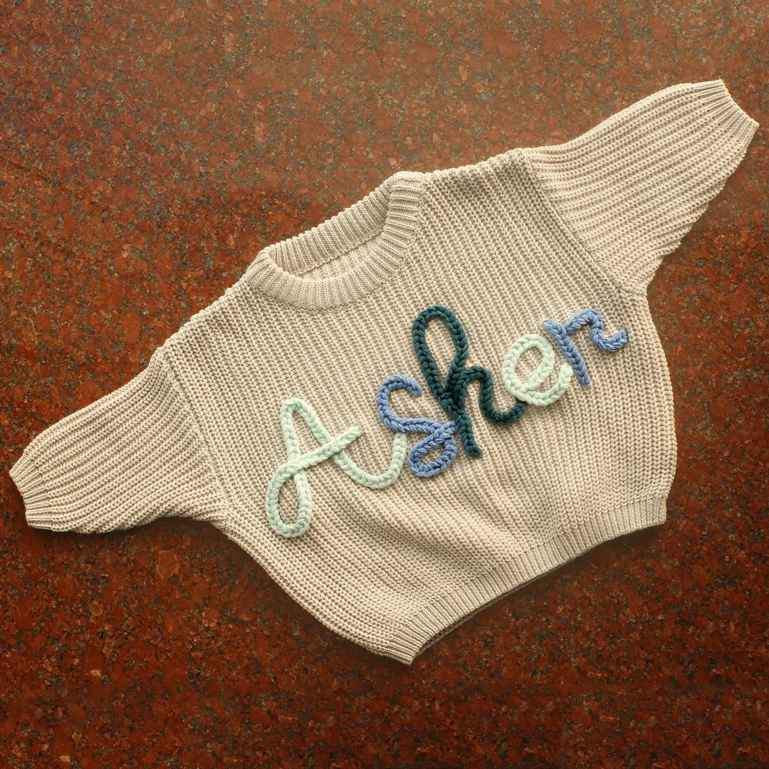 Name Sweater Baby Boy, Custom Baby Girl Sweater, Toddler Sweater With Name, Embroidered Newborn S... | Etsy (US)