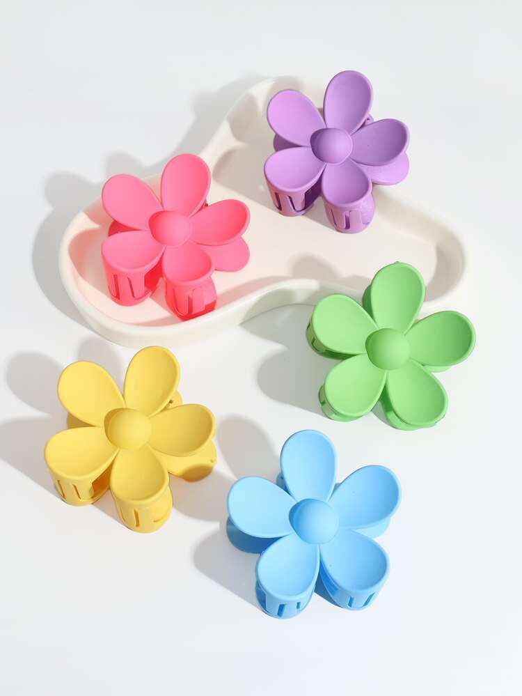 5pcs Flower Design Bright Color Hair Claw | SHEIN