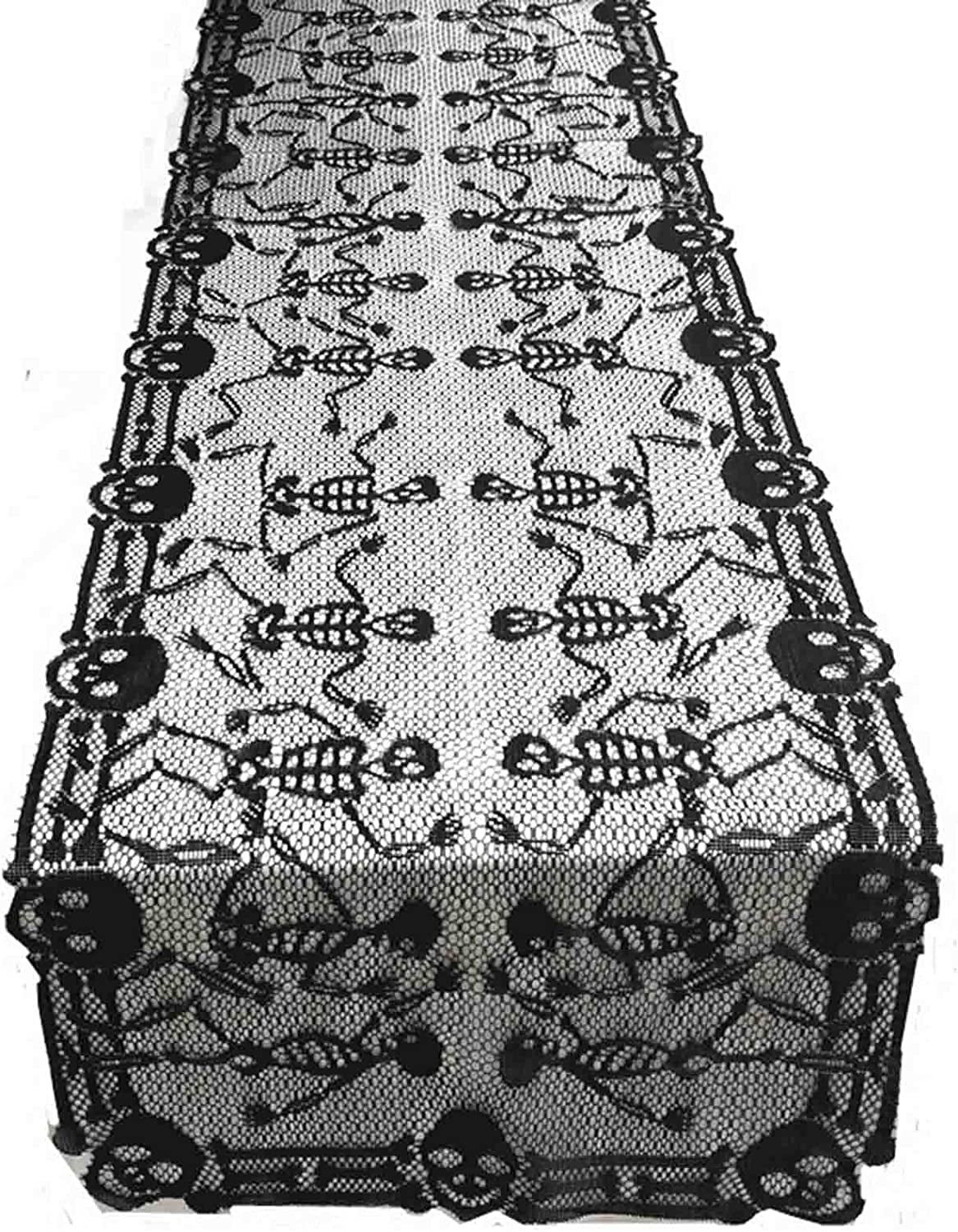 Halloween Decoration Table Runner, 18 80 Inch Funny Dancing Skeleton Table Runner, Black Lace Tab... | Walmart (US)