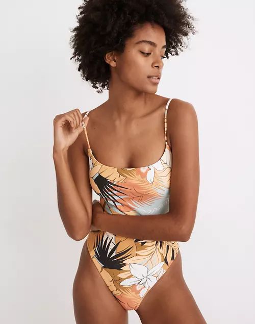 Madewell Second Wave Spaghetti-Strap One-Piece Swimsuit in Tropical Vacation | Madewell