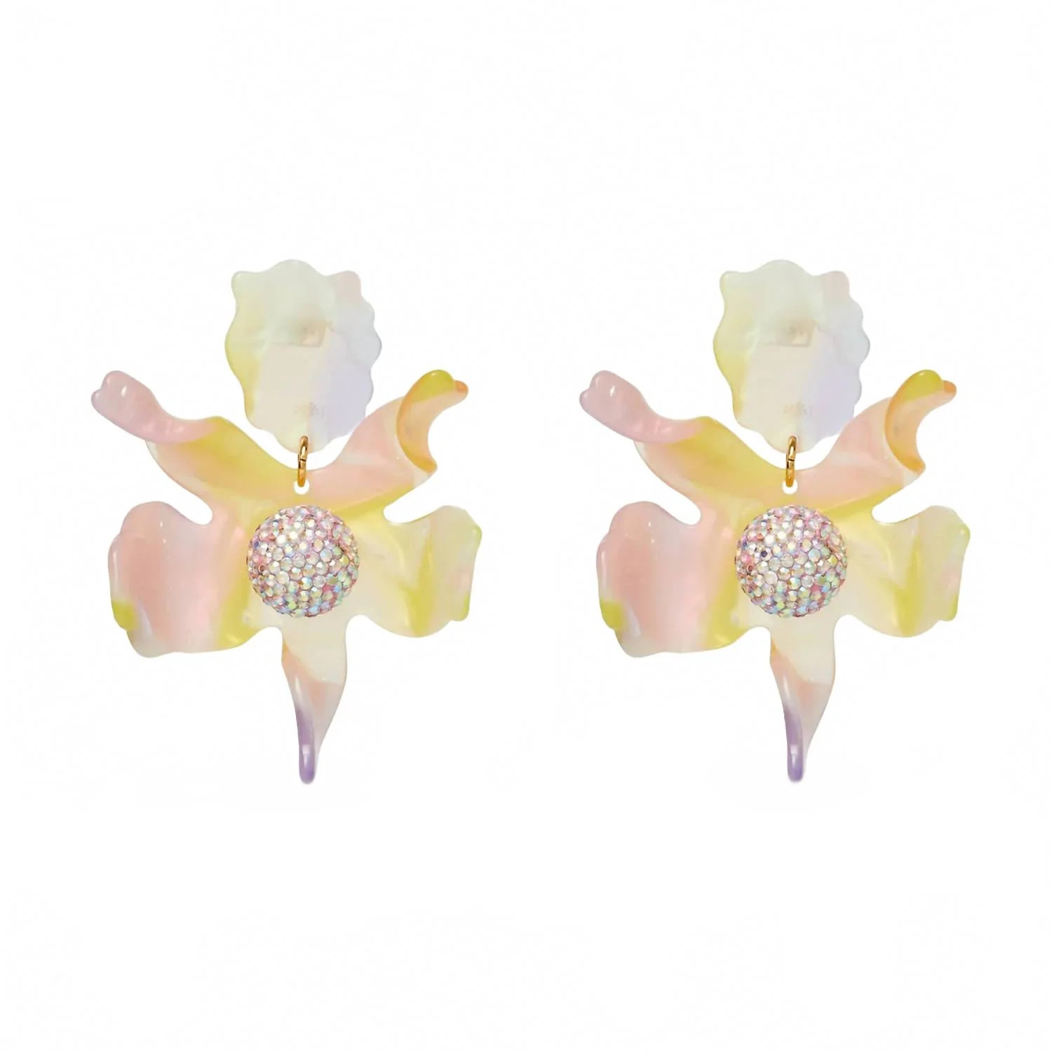 Women's Crystal Lily Earrings In Apricot Ombre | Shop Simon